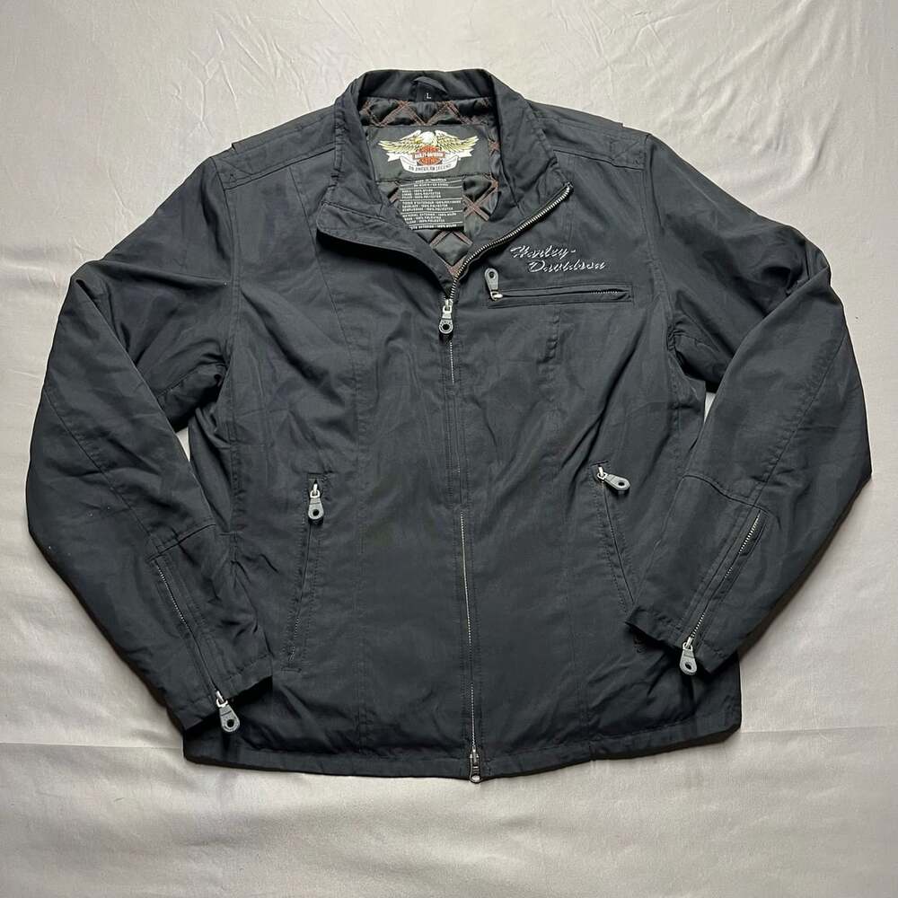 Harley-Davidson Womens Nylon Insulated Biker Jacket Size L Black